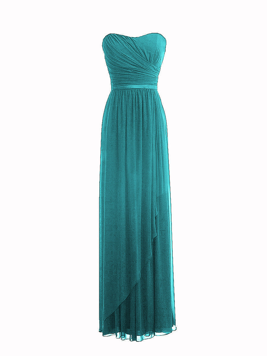 Chiffon Column Strapless Sleeveless Bridesmaid Dress-MB0117917