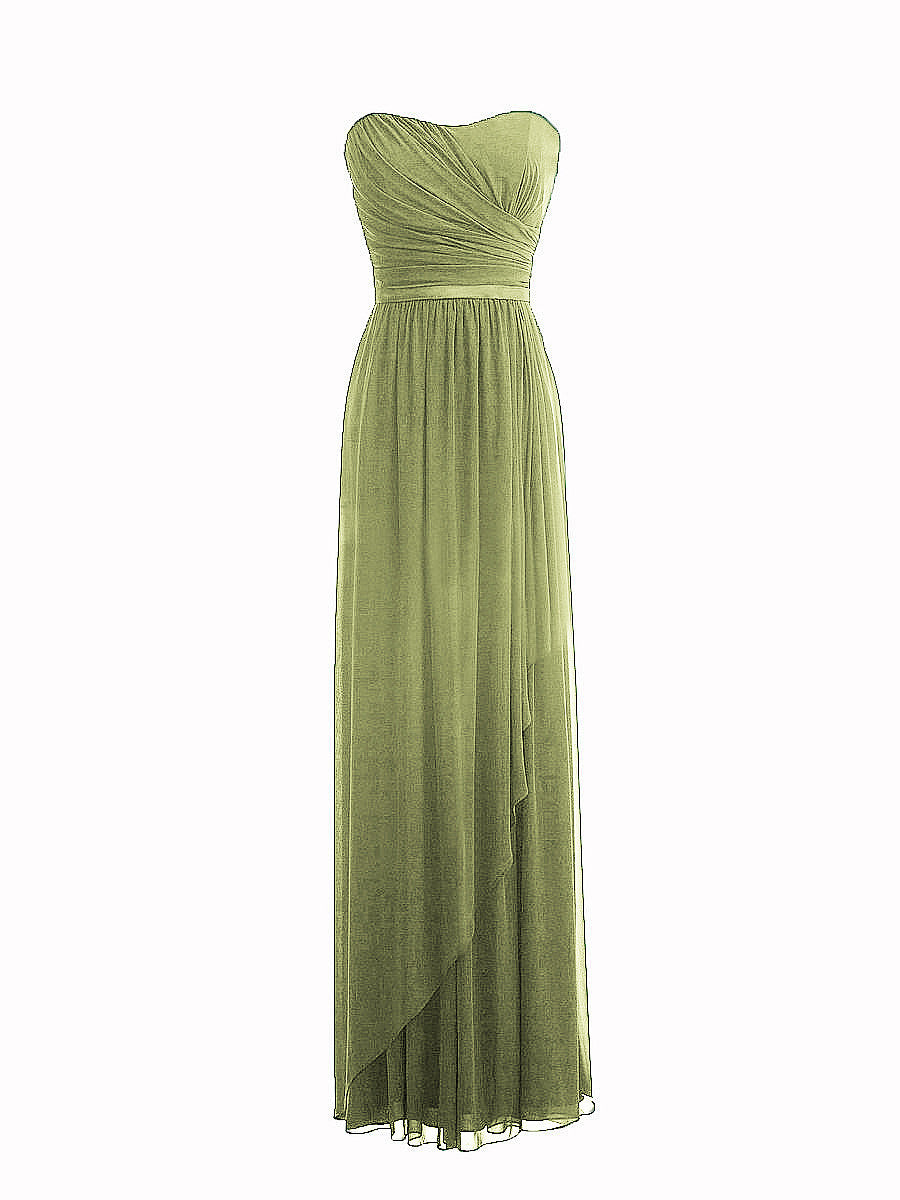 Chiffon Column Strapless Sleeveless Bridesmaid Dress-MB0117917