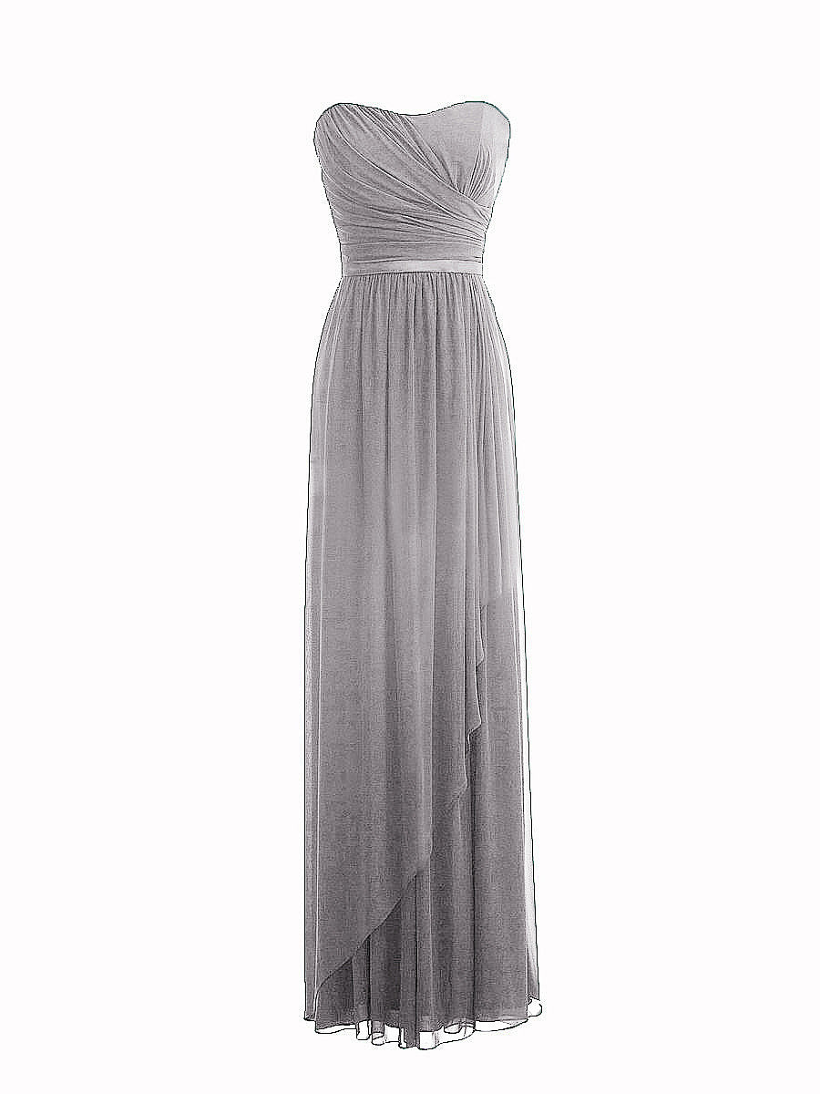 Chiffon Column Strapless Sleeveless Bridesmaid Dress-MB0117917