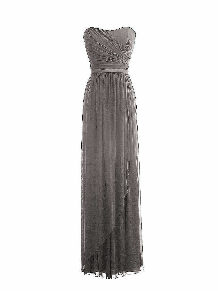 Chiffon Column Strapless Sleeveless Bridesmaid Dress-MB0117917