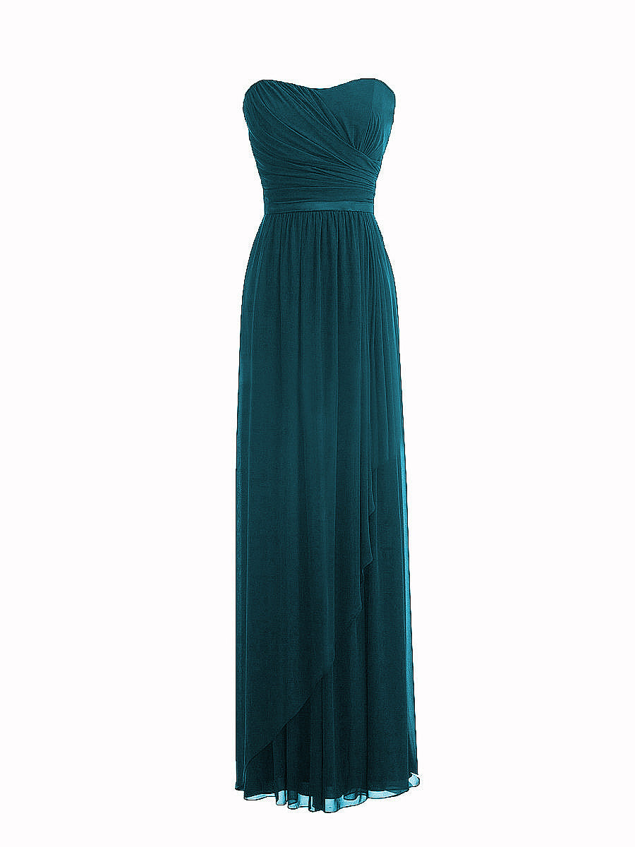 Chiffon Column Strapless Sleeveless Bridesmaid Dress-MB0117917