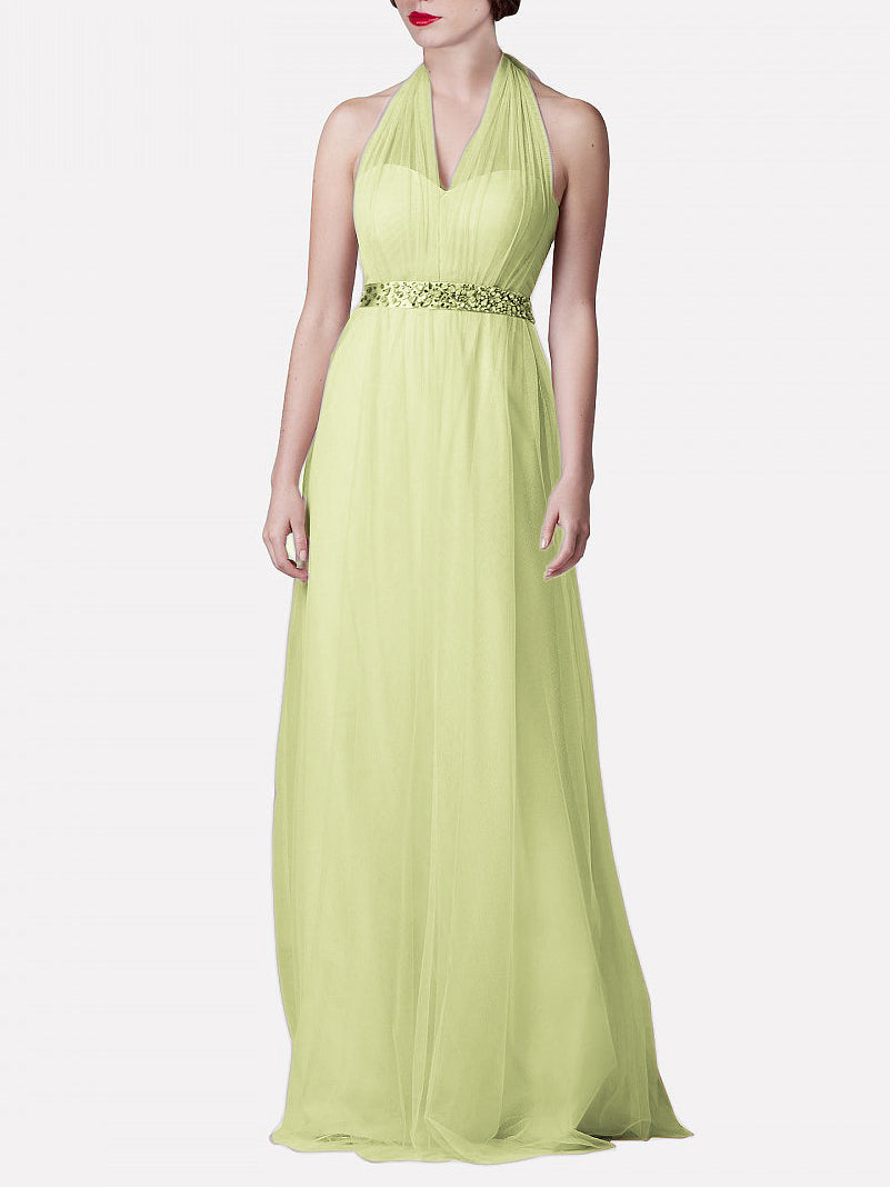 Tulle Column Convertible Sleeveless Bridesmaid Dress-MB0117921