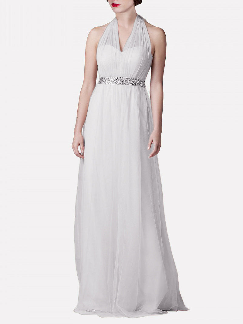 Tulle Column Convertible Sleeveless Bridesmaid Dress-MB0117921