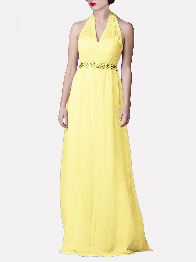 Tulle Column Convertible Sleeveless Bridesmaid Dress-MB0117921