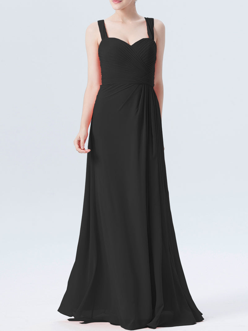 Chiffon Column Sweetheart Sleeveless Bridesmaid Dress-MB0118334