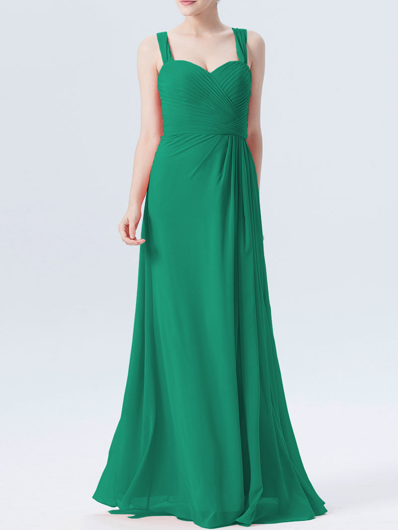 Chiffon Column Sweetheart Sleeveless Bridesmaid Dress-MB0118334