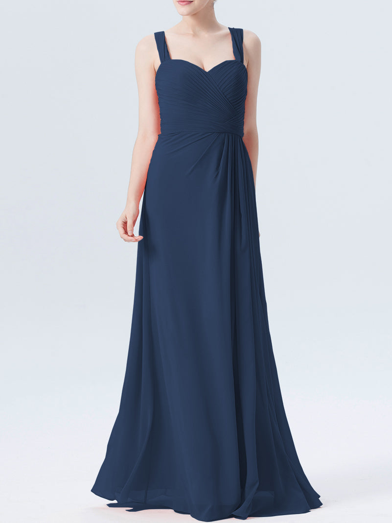 Chiffon Column Sweetheart Sleeveless Bridesmaid Dress-MB0118334