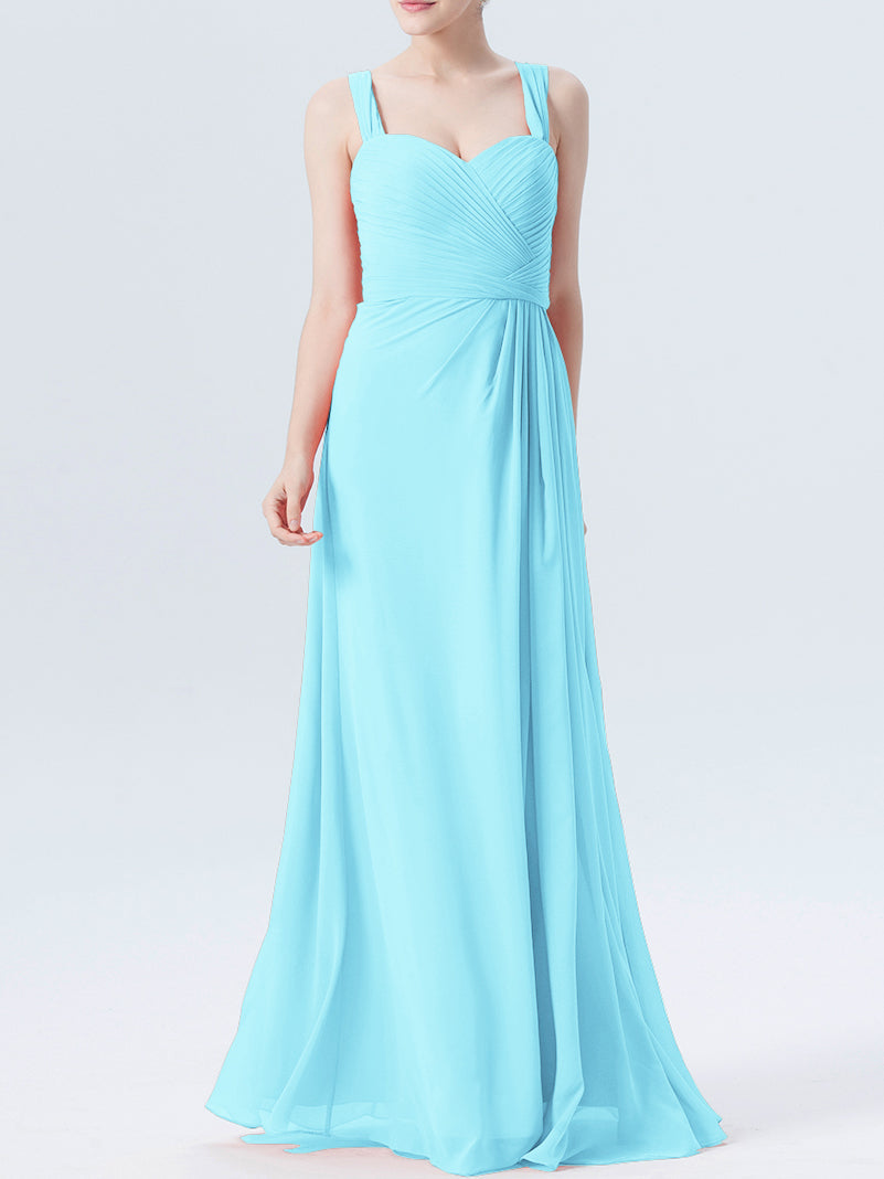 Chiffon Column Sweetheart Sleeveless Bridesmaid Dress-MB0118334