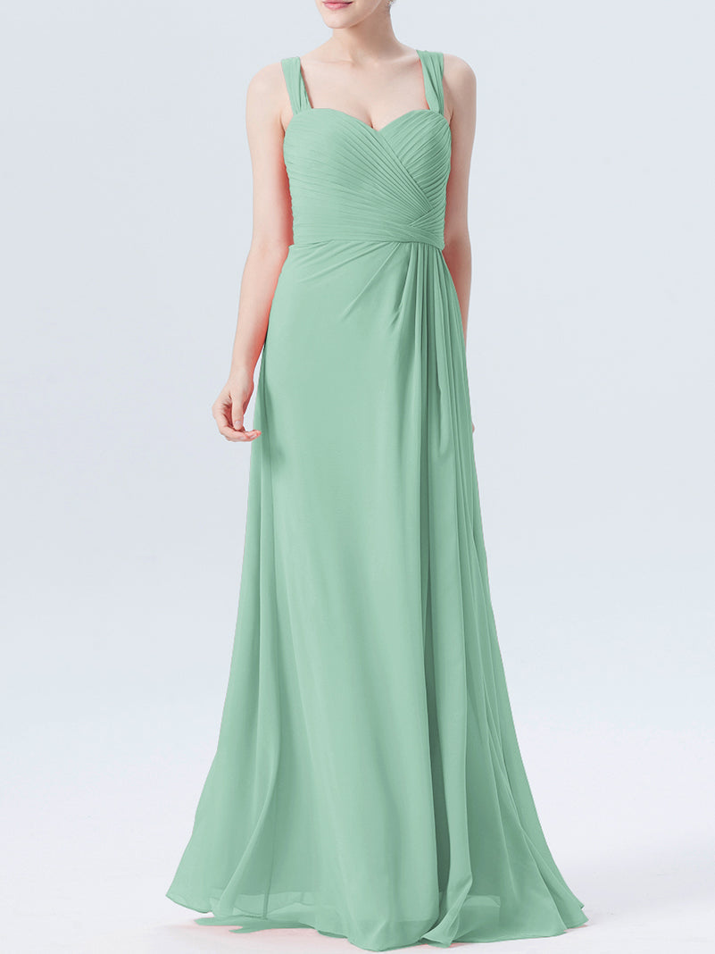 Chiffon Column Sweetheart Sleeveless Bridesmaid Dress-MB0118334