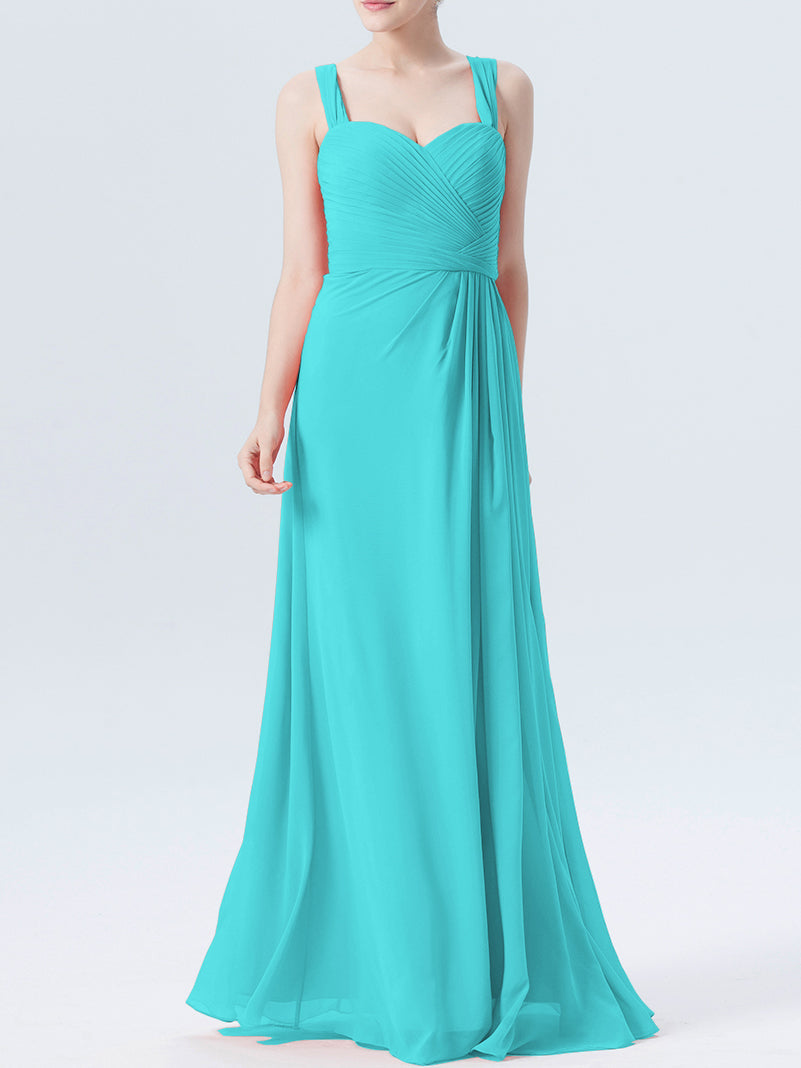 Chiffon Column Sweetheart Sleeveless Bridesmaid Dress-MB0118334