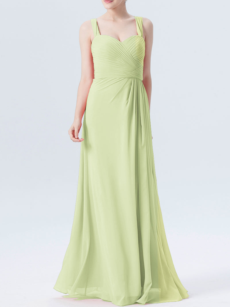 Chiffon Column Sweetheart Sleeveless Bridesmaid Dress-MB0118334