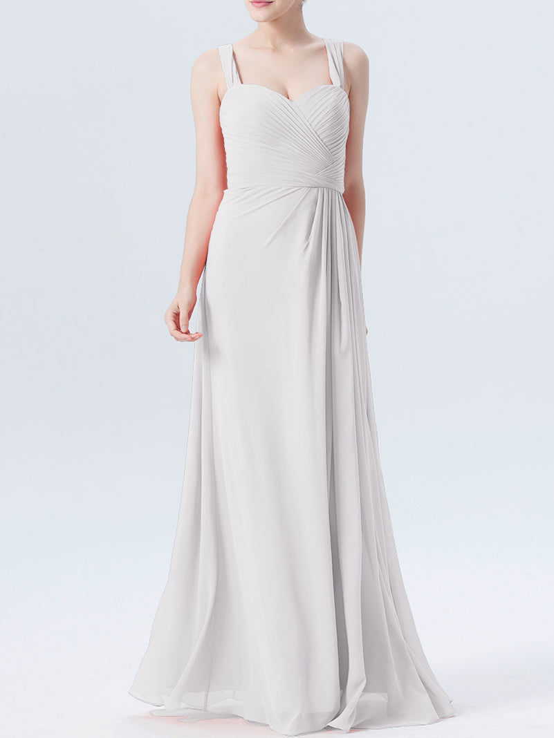 Chiffon Column Sweetheart Sleeveless Bridesmaid Dress-MB0118334