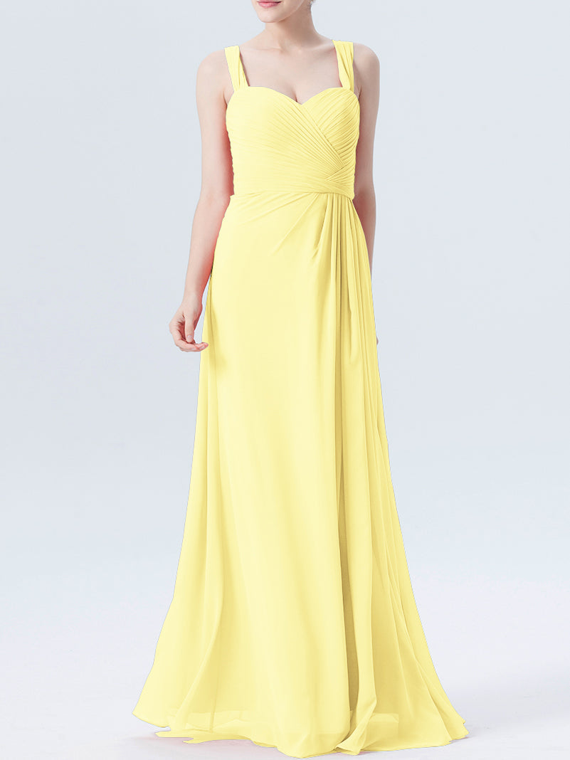 Chiffon Column Sweetheart Sleeveless Bridesmaid Dress-MB0118334