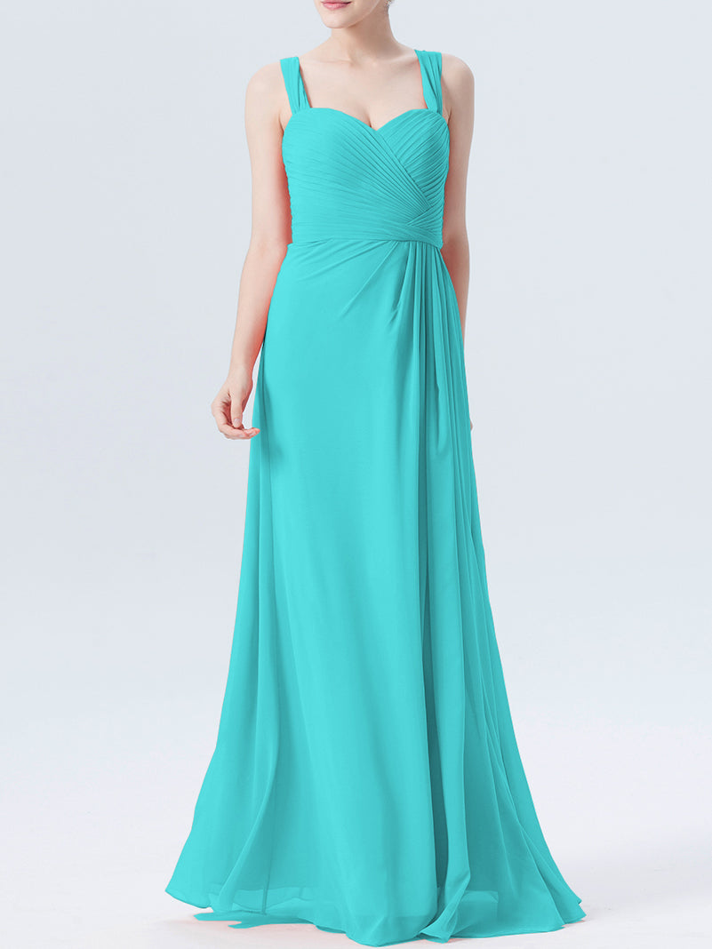 Chiffon Column Sweetheart Sleeveless Bridesmaid Dress-MB0118334