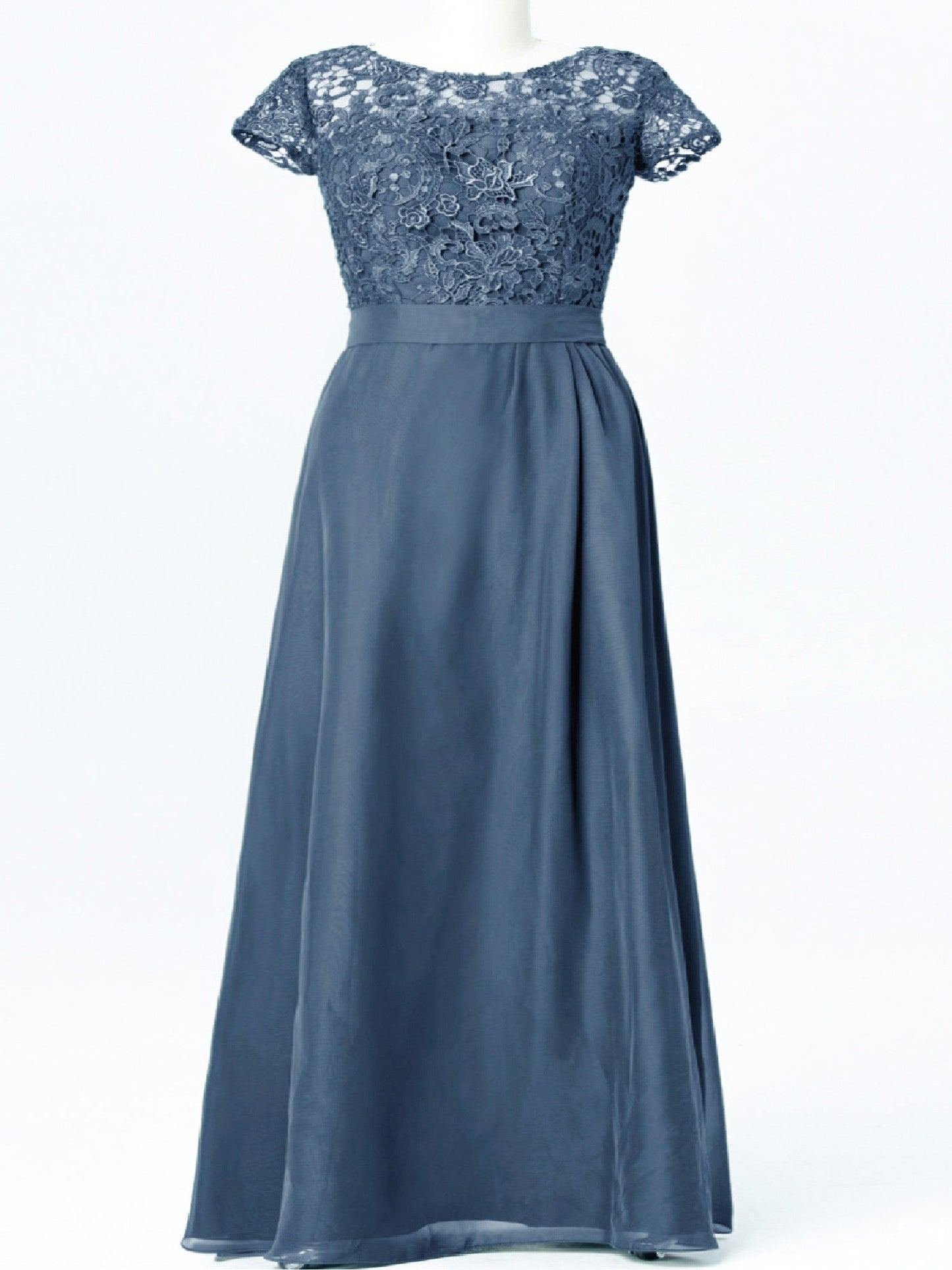 Lace V-Neck Cap Sleeves Bridesmaid Dress| Plus Size | 60+ Colors