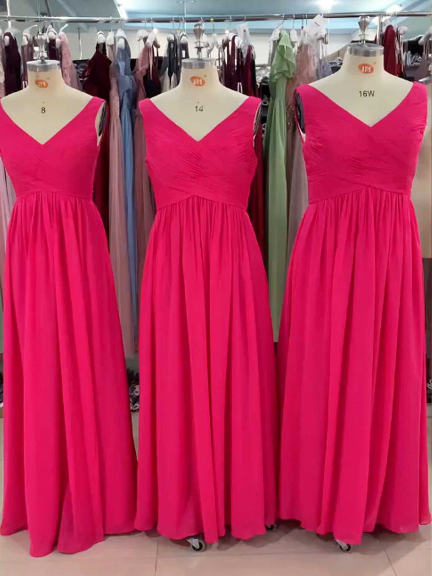 Chiffon V-Neck Sleeveless Bridesmaid Dress| Plus Size | 60+ Colors