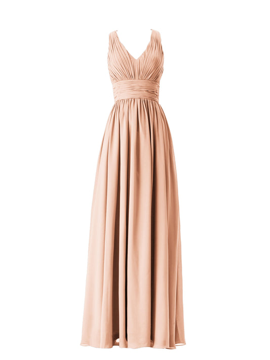 Chiffon Boat Neck Sleeveless Bridesmaid Dress| Plus Size | 60+ Colors