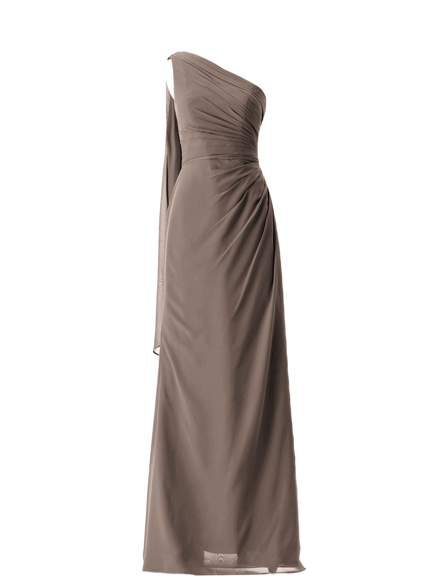 Chiffon One Shoulder Sleeveless Bridesmaid Dress| Plus Size | 60+ Colors