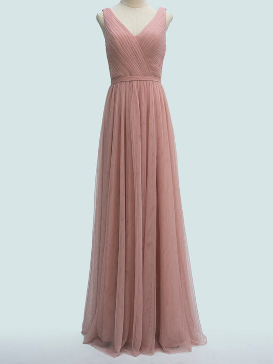 Chiffon V-Neck Sleeveless Bridesmaid Dress| Plus Size | 60+ Colors