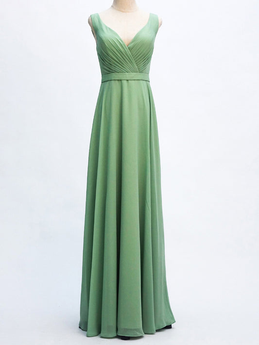 Chiffon V-Neck Sleeveless Bridesmaid Dress| Plus Size | 60+ Colors