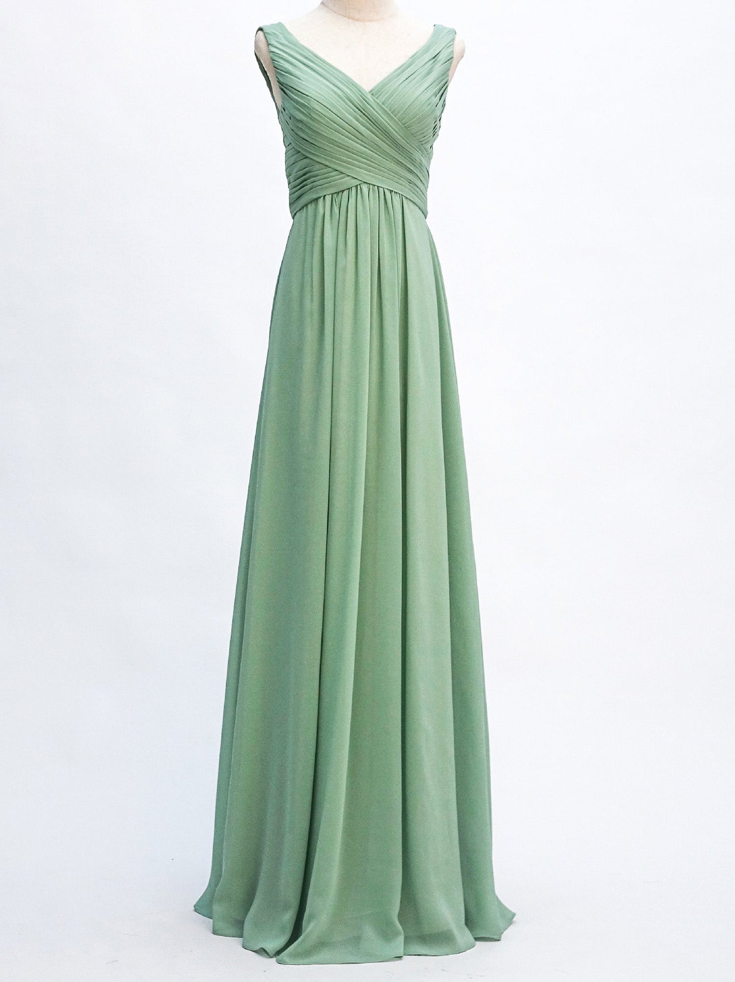 Chiffon V-Neck Sleeveless Bridesmaid Dress| Plus Size | 60+ Colors