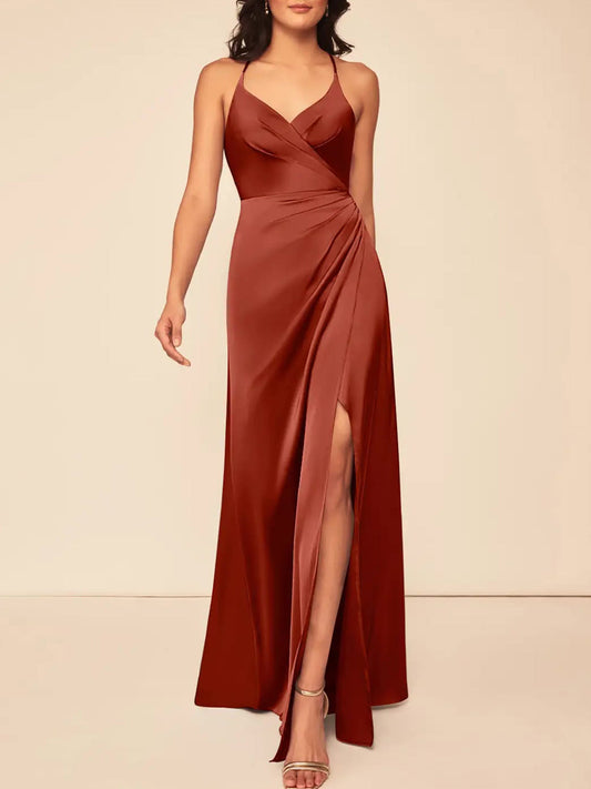 Stretch Satin Boat Neck Sleeveless Bridesmaid Dress| Plus Size | 60+ Colors