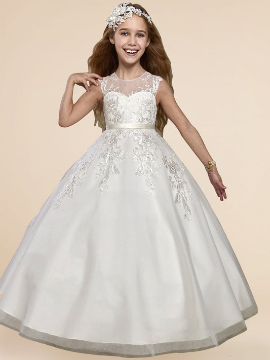 Lace A-Line Scoop Neck Sleeveless Flower Girl Dress-M500005