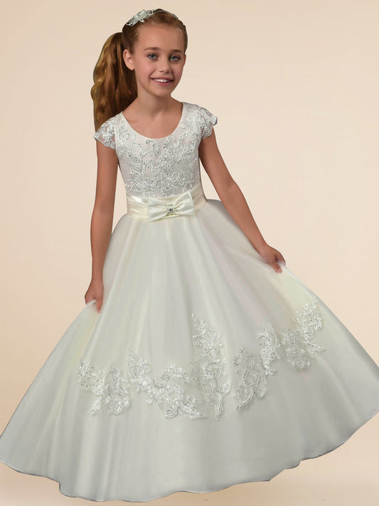 Lace A-Line Scoop Neck Sleeveless Flower Girl Dress-M500006