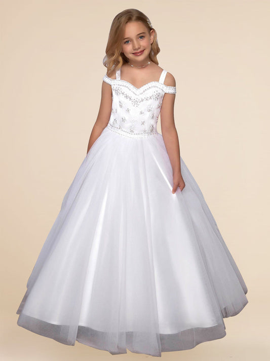 Lace A-Line Spaghetti Straps Sleeveless Flower Girl Dress-M500009