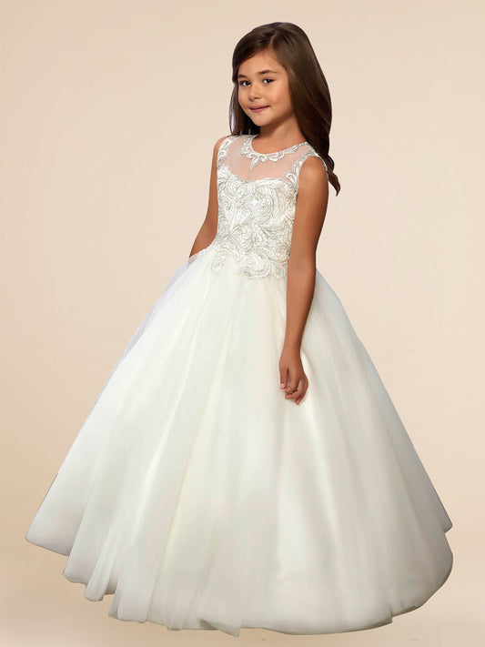 Lace A-Line Scoop Neck Sleeveless Flower Girl Dress-M500010