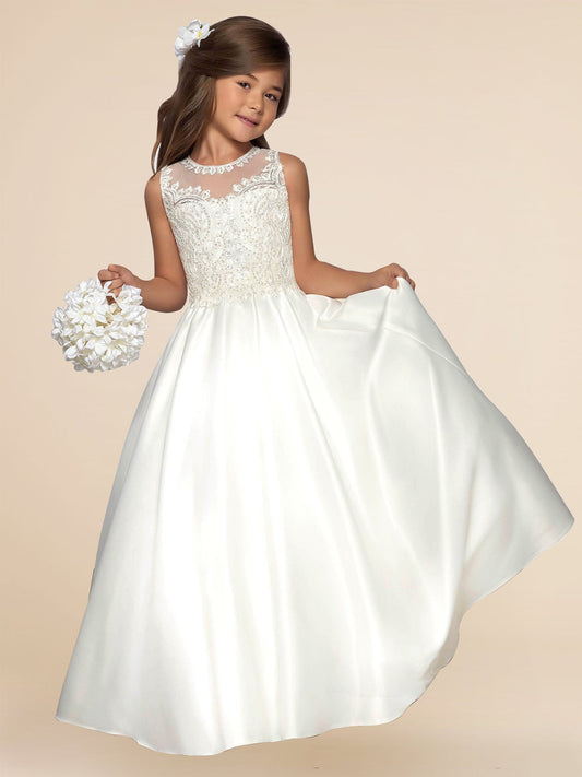 Lace A-Line Scoop Neck Sleeveless Flower Girl Dress-M500012