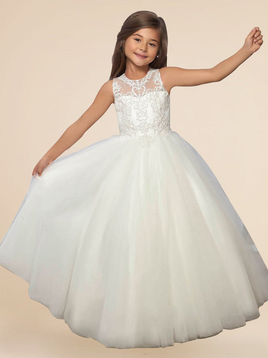 Lace A-Line Scoop Neck Sleeveless Flower Girl Dress-M500013