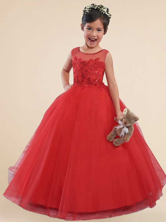 Lace A-Line Scoop Neck Sleeveless Flower Girl Dress-M500016