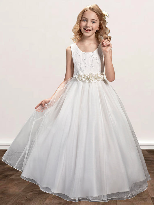 Lace A-Line Scoop Neck Sleeveless Flower Girl Dress-M500021