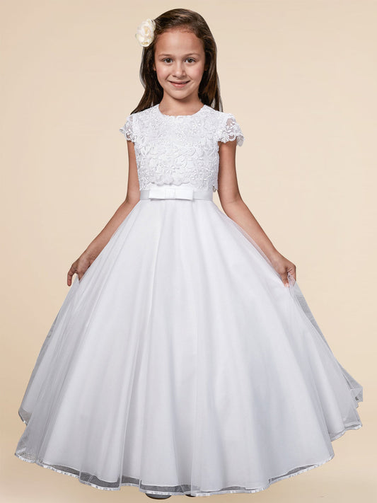 Lace A-Line Scoop Neck Sleeveless Flower Girl Dress-M500025