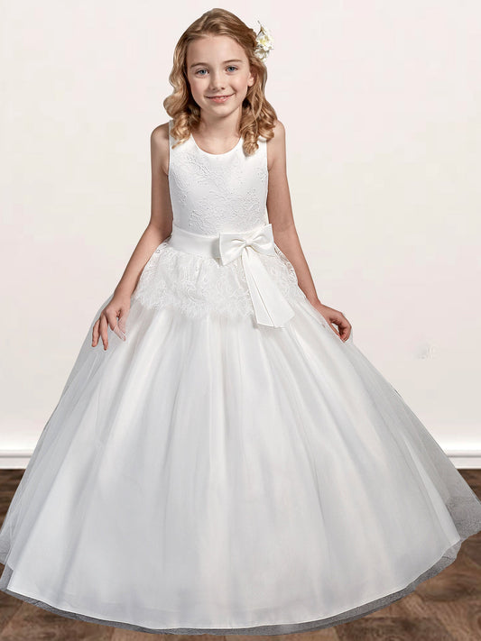 Lace A-Line Scoop Neck Sleeveless Flower Girl Dress-M500026