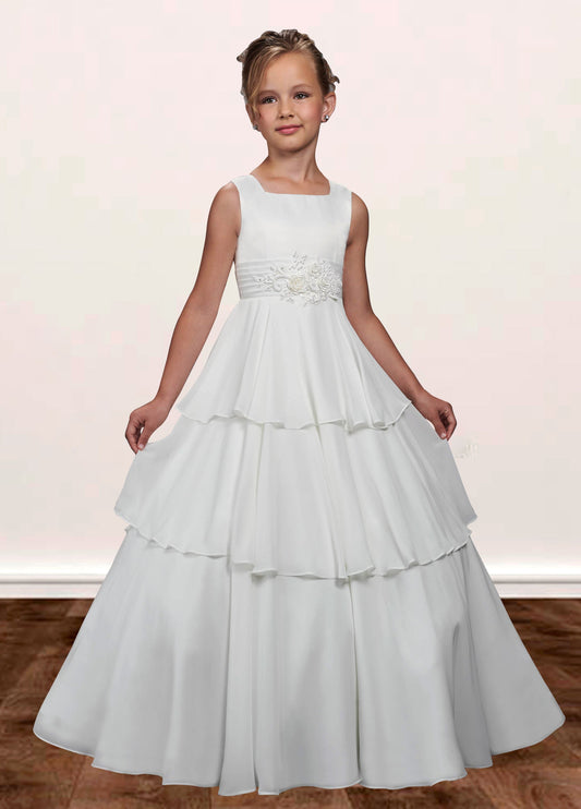 Lace A-Line Bateau/Boat Sleeveless Flower Girl Dress-M500036