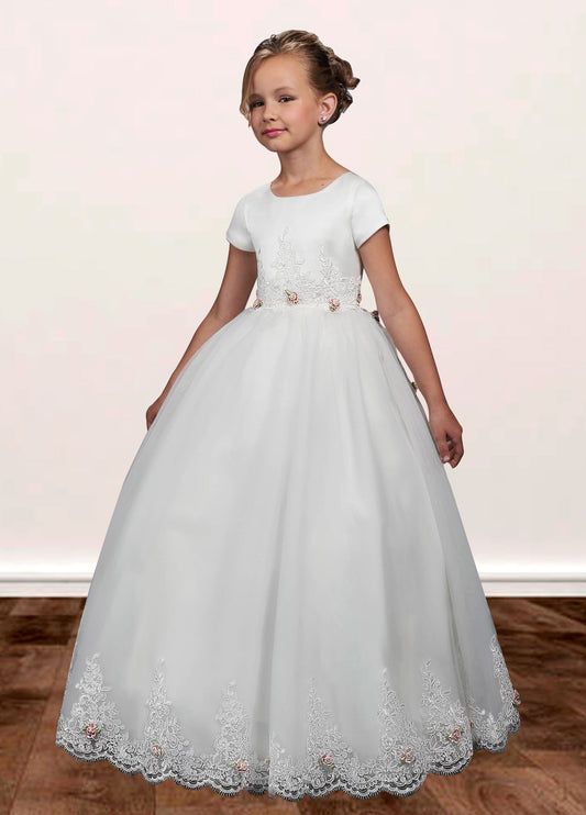 Lace A-Line Scoop Neck Sleeveless Flower Girl Dress-M500037