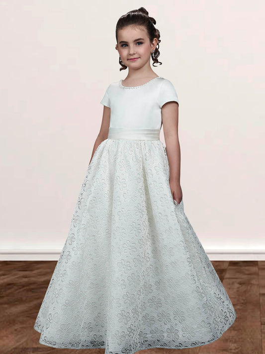 Lace A-Line Scoop Neck Sleeveless Flower Girl Dress-M500045