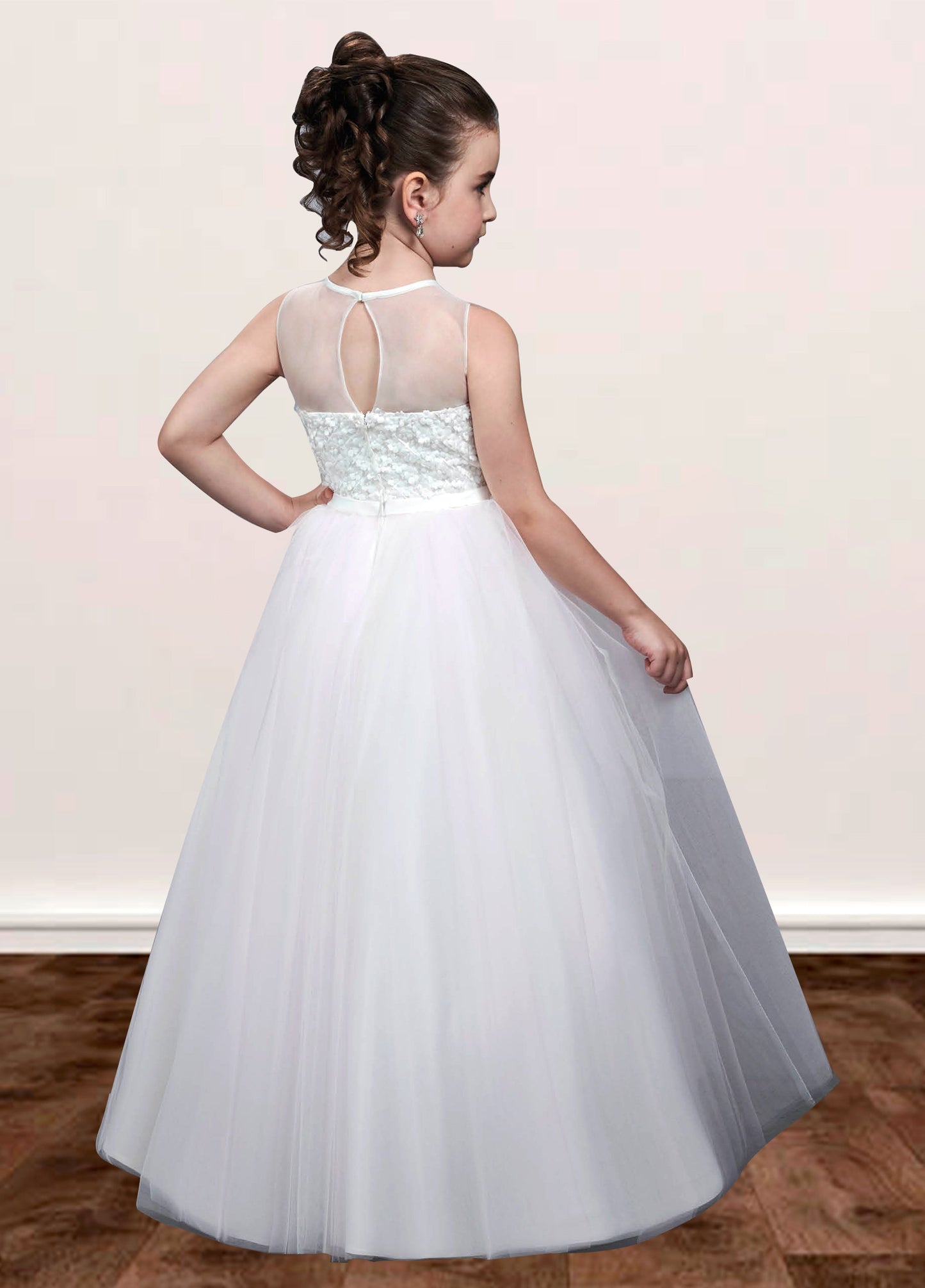 Lace A-Line Scoop Neck Sleeveless Flower Girl Dress-M500048