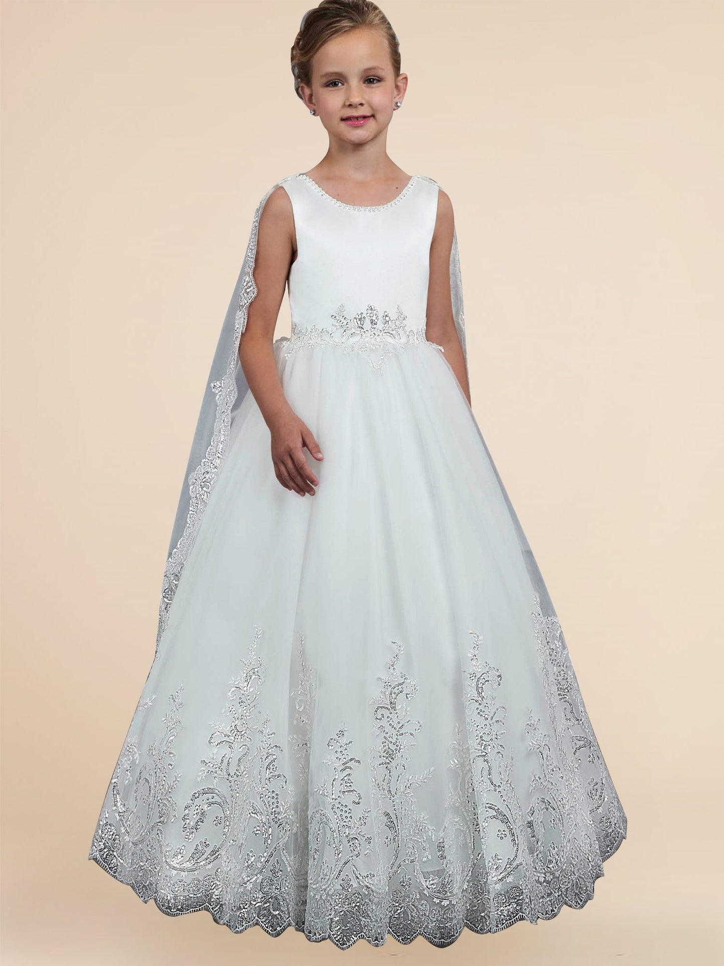 Lace A-Line Scoop Neck Sleeveless Flower Girl Dress-M500050