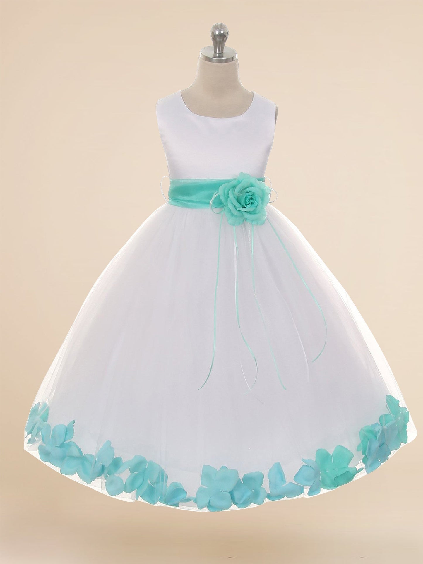 Satin A-Line Scoop Neck Sleeveless Flower Girl Dress-M500055