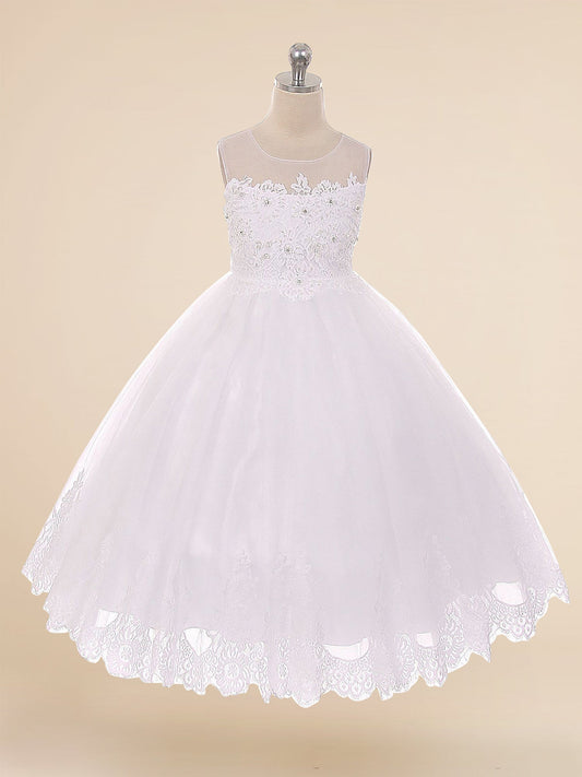 Lace A-Line Scoop Neck Sleeveless Flower Girl Dress-M500063