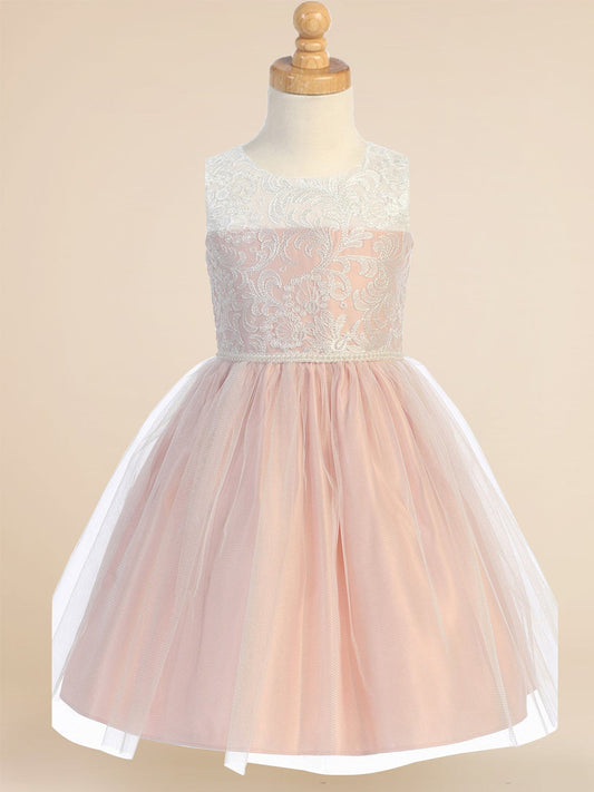 Lace A-Line Scoop Neck Sleeveless Flower Girl Dress-M500074