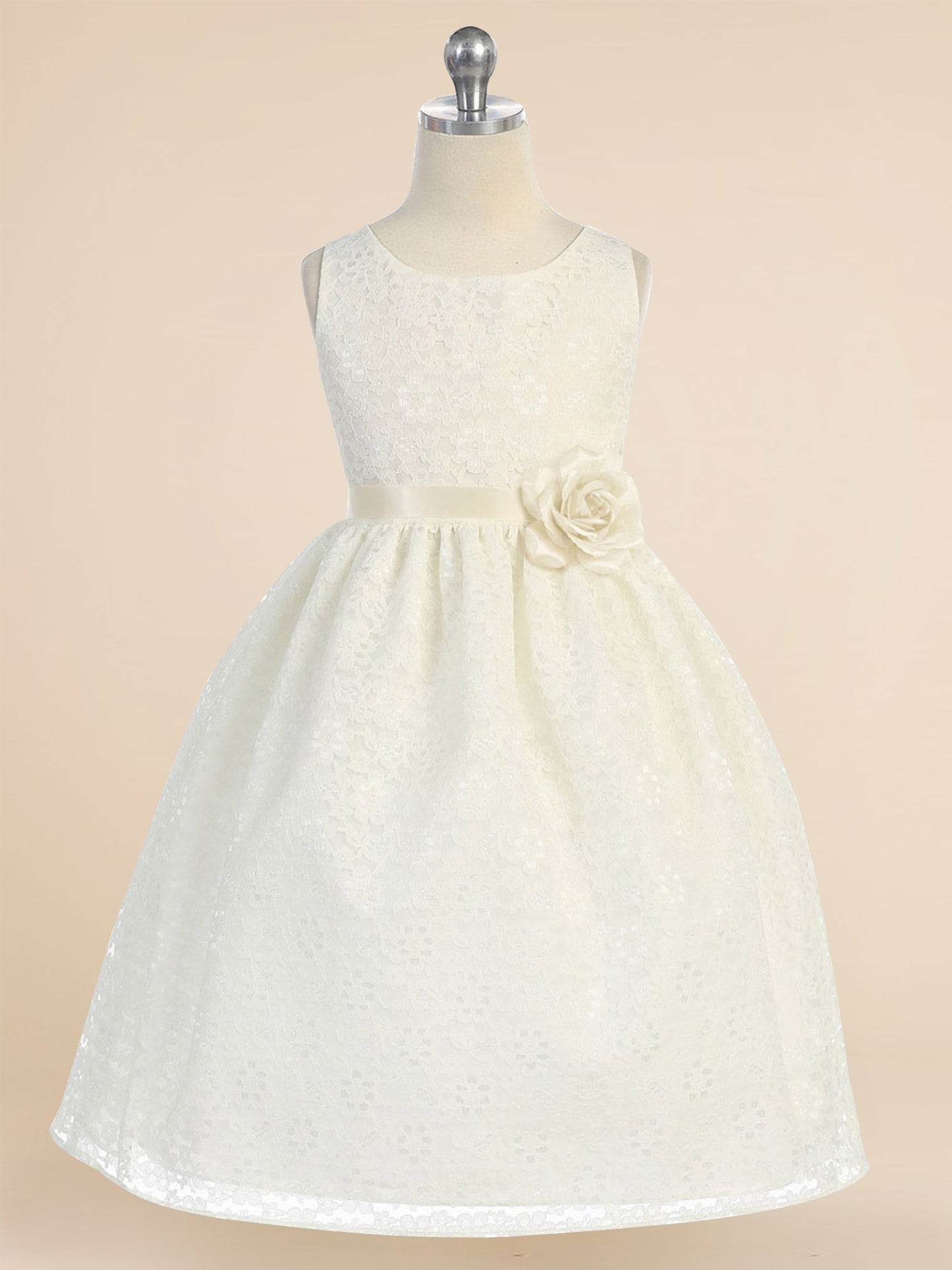 Lace A-Line Scoop Neck Sleeveless Flower Girl Dress-M500080