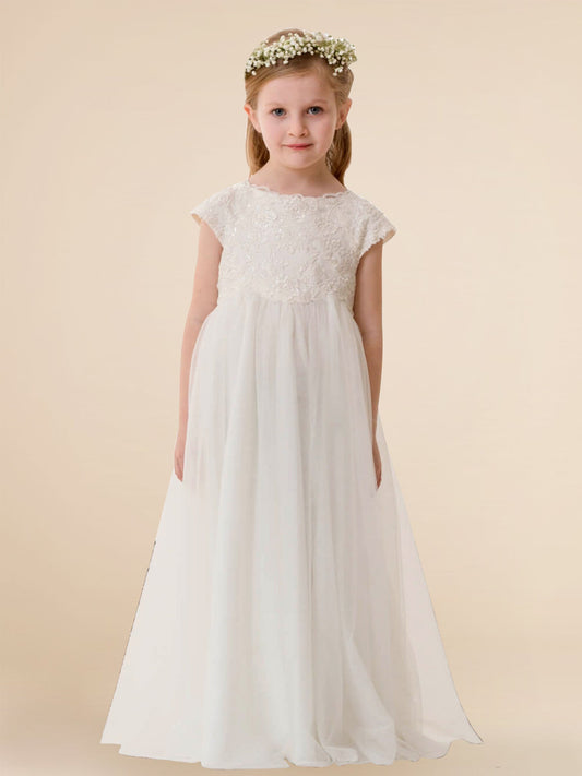 Lace A-Line Scoop Neck Sleeveless Flower Girl Dress-M500086