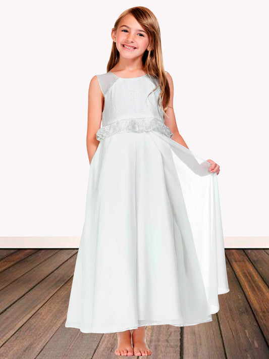 Lace A-Line Scoop Neck Sleeveless Flower Girl Dress-M500104