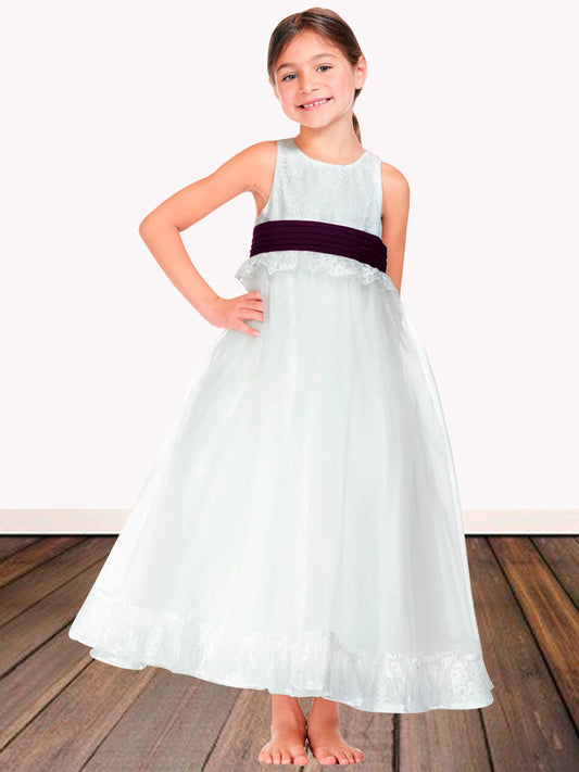 Satin Scoop Neck Sleeveless Flower Girl Dress