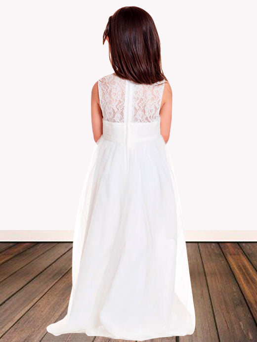 Lace A-Line V-Neck Sleeveless Flower Girl Dress-M500113