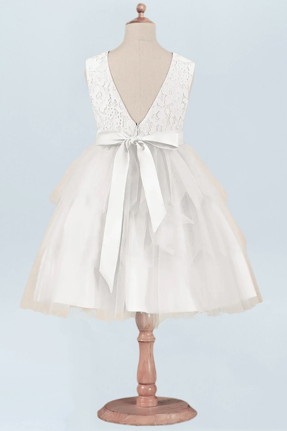 Lace A-Line Scoop Neck Half Sleeves Floweer Girl Dress-M500123
